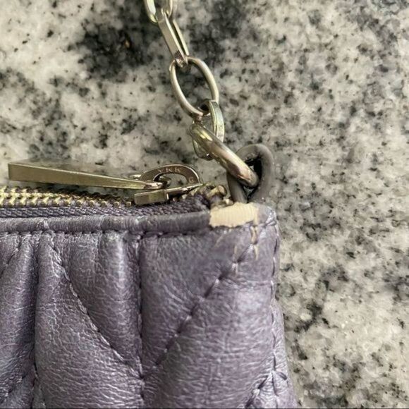 Express Purse Purple Quilted Zip Hand Bag Small Clutch Violet - Picture 5 of 8